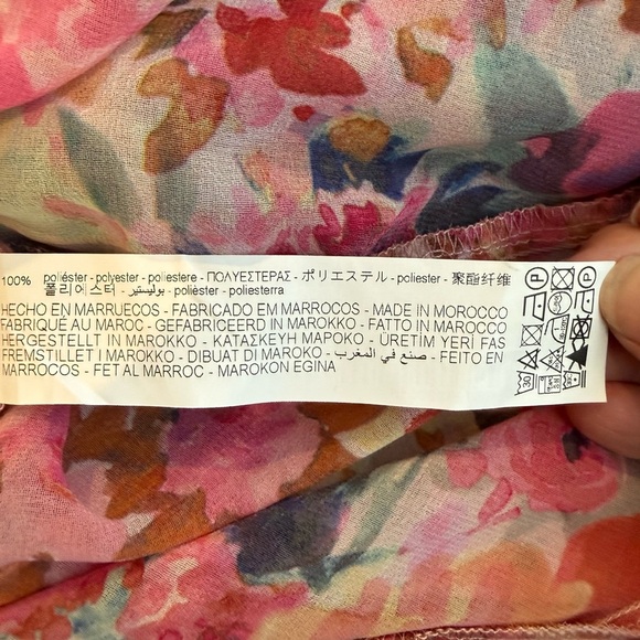 Zara Floral Ruffle Blouse XS - Romantic Pink and Red Top - Picture 6 of 11